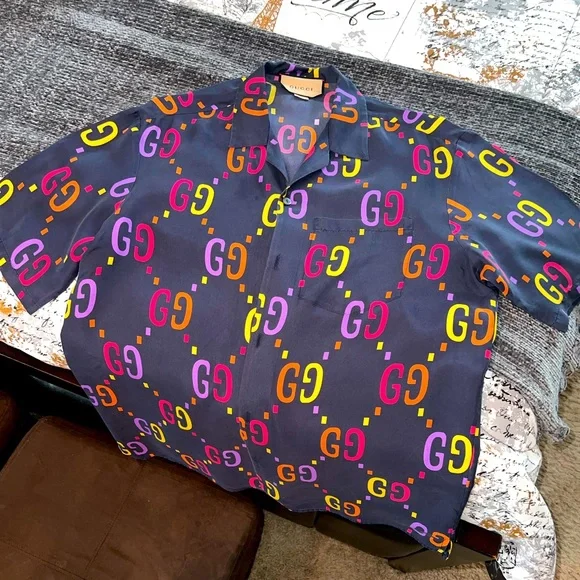 Gucci | Shirts | Gucci Silk Bowling Shirt | Poshmark